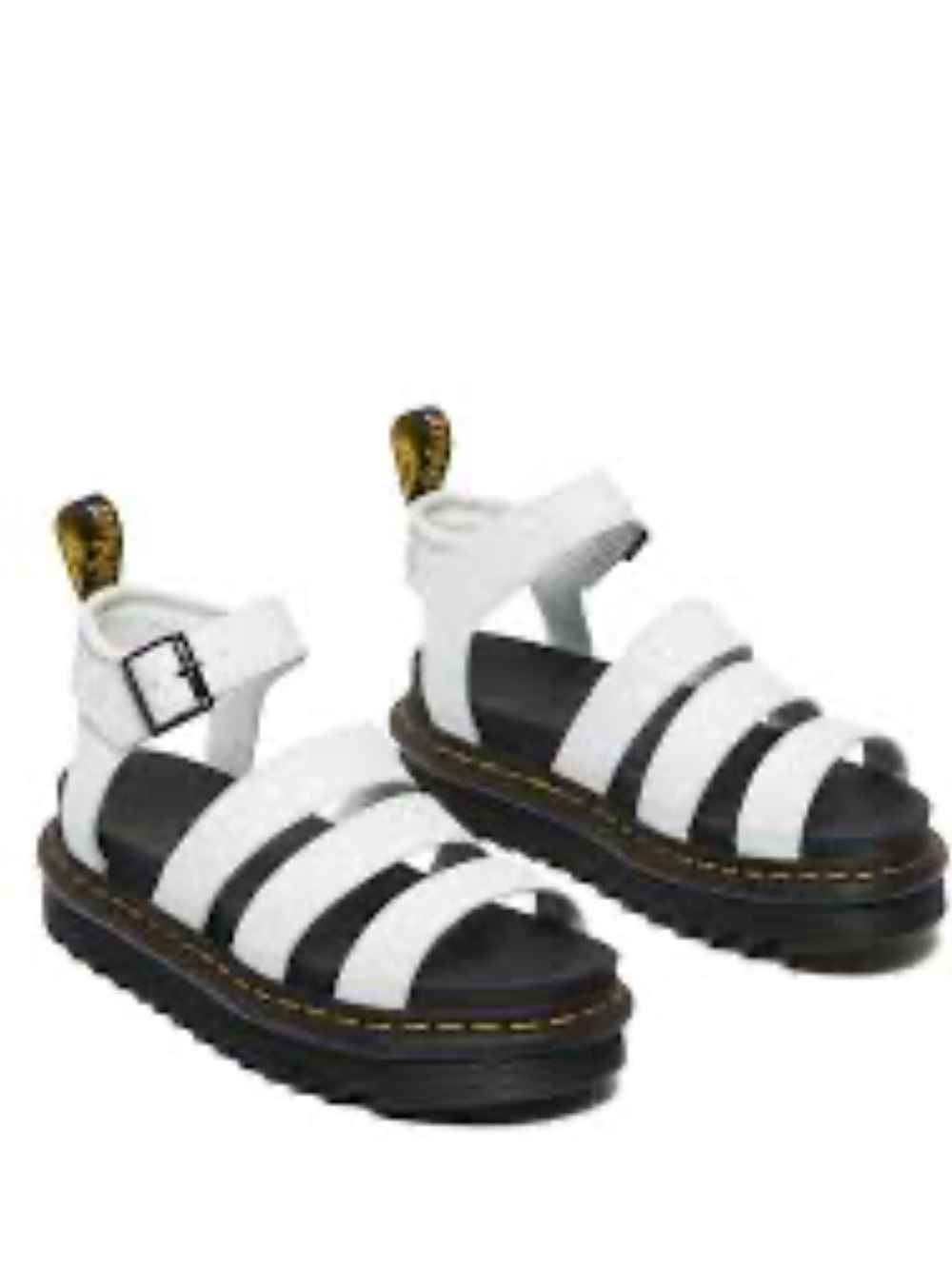 Dr. Martens BLAIRE HYDRO LEATHER STRAP SANDALS, White, Size 6, Preowned